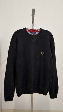 Vintage Tommy Hilfiger Crest Logo Knit Crewneck Sweater - Black (Size Medium)